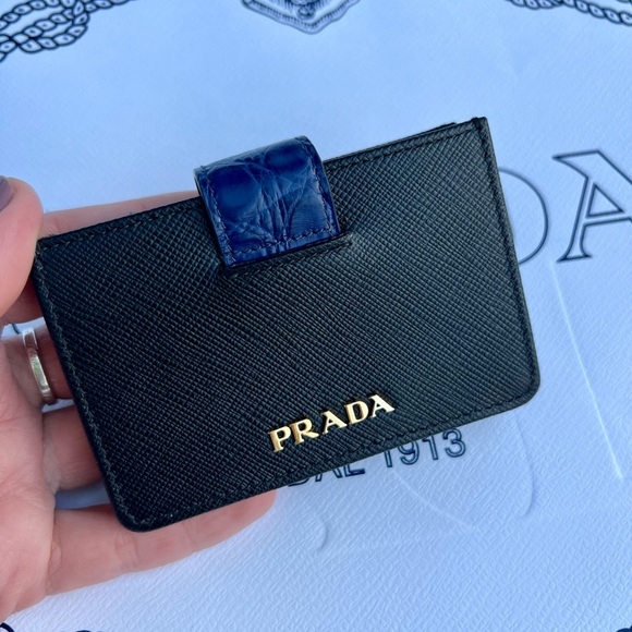 PRADA WALLET (SAFIANO LEATHER & CROCODILE) - Picture 1 of 10